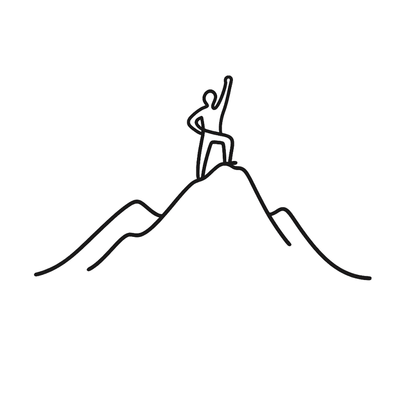 Illustration einer Person auf dem Gipfel – Symbol für nachweisbaren finanziellen Mehrwert